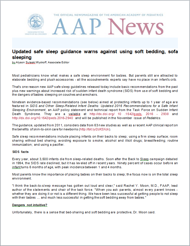 Sleep Guidelines Continuum Pediatric Nursing
